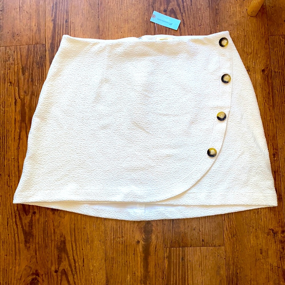 Maeve Anthropologie Ivory Button Skirt
